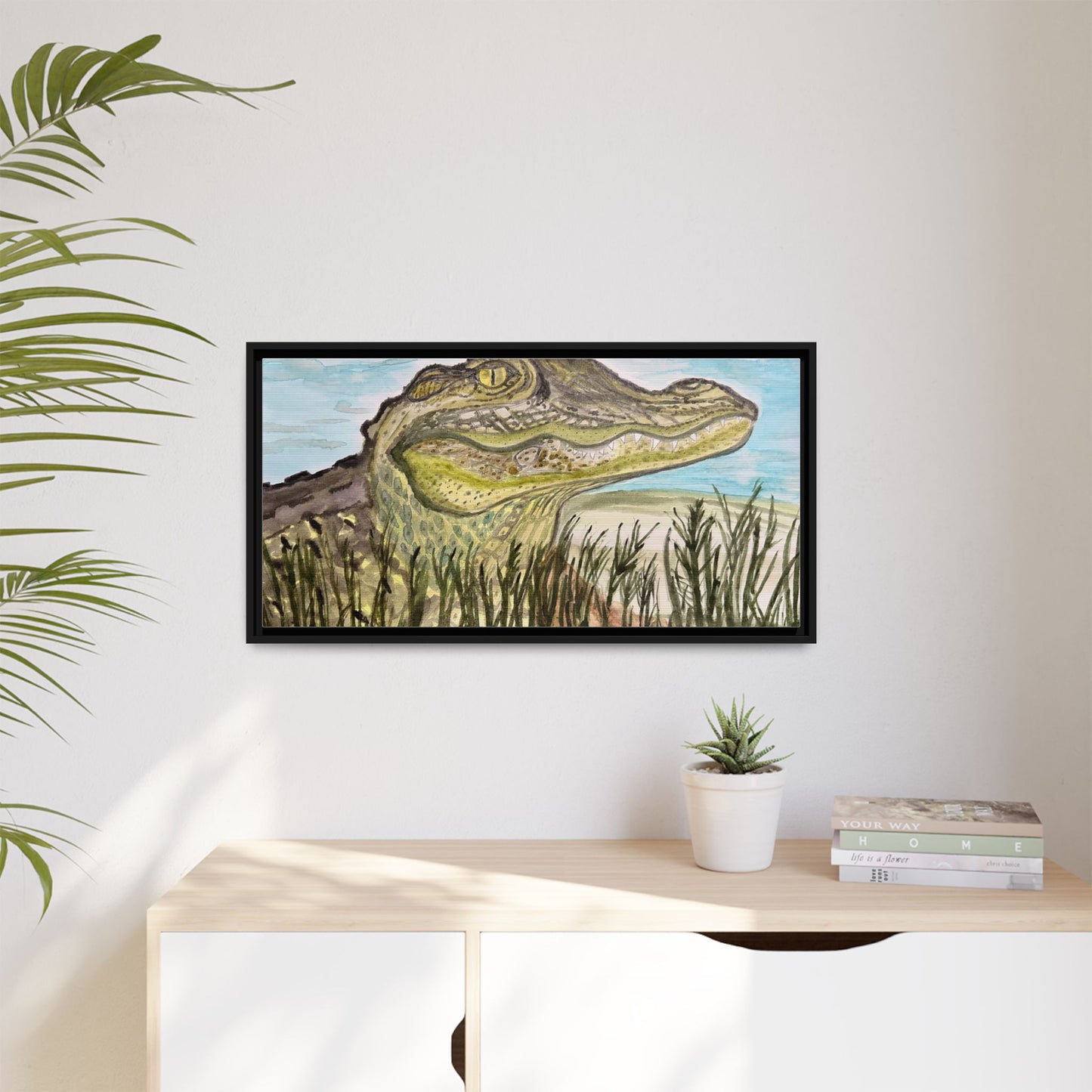 Texas Gator "Big Padre" Alligator Wall Art — Framed Matte Canvas Print