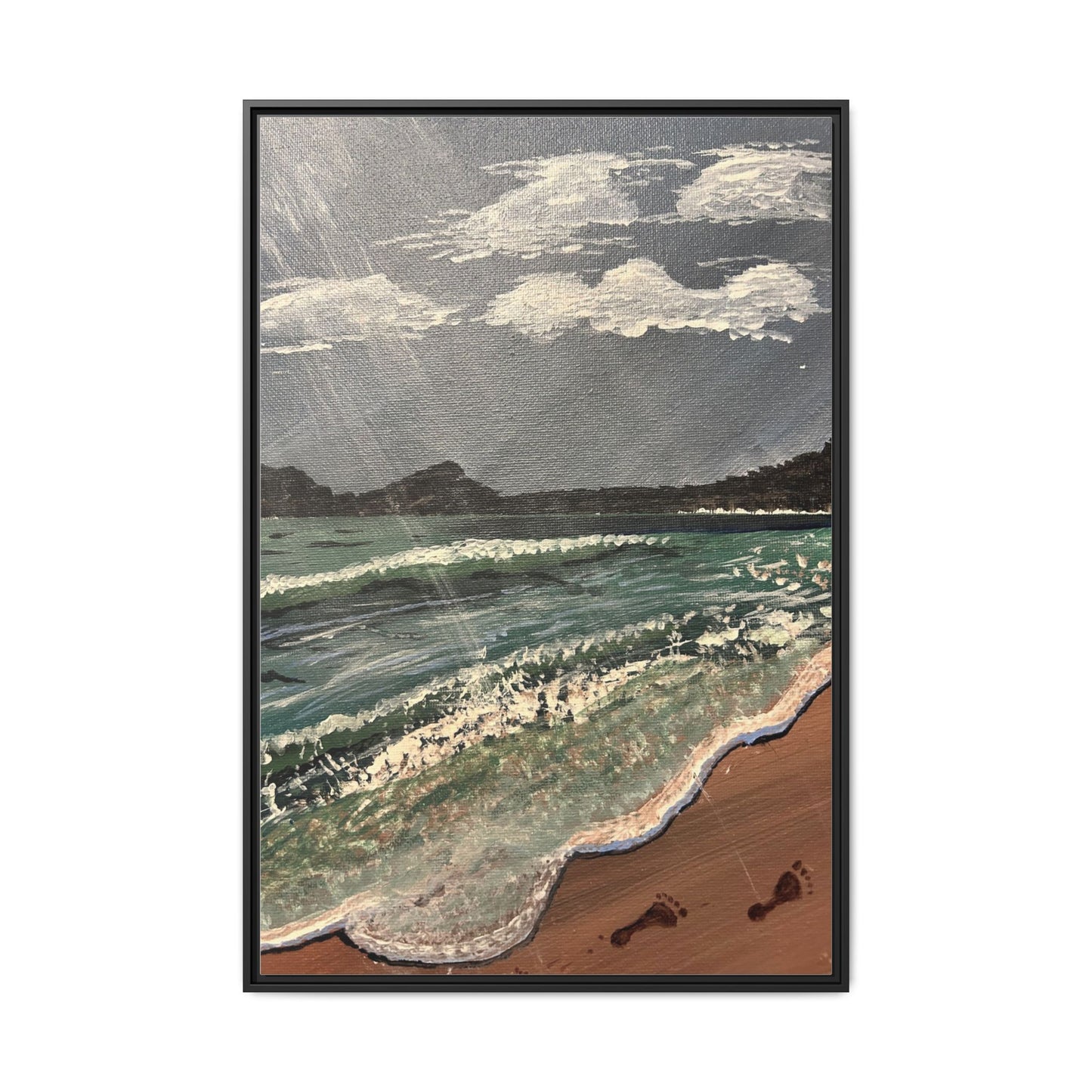 Walk on the Beach Matte Canvas, Black Frame