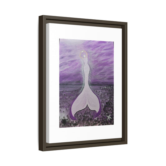 Canvas Print: Purple Mermaid with Heart Watercolor Painting