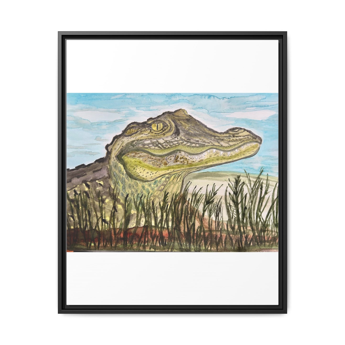 Texas Gator "Big Padre" Alligator Wall Art — Framed Matte Canvas Print