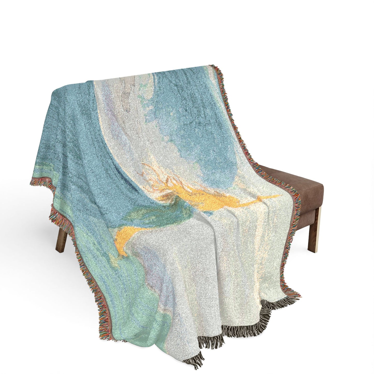 Rising from the Waves Girl Watercolor Print - Woven Blanket
