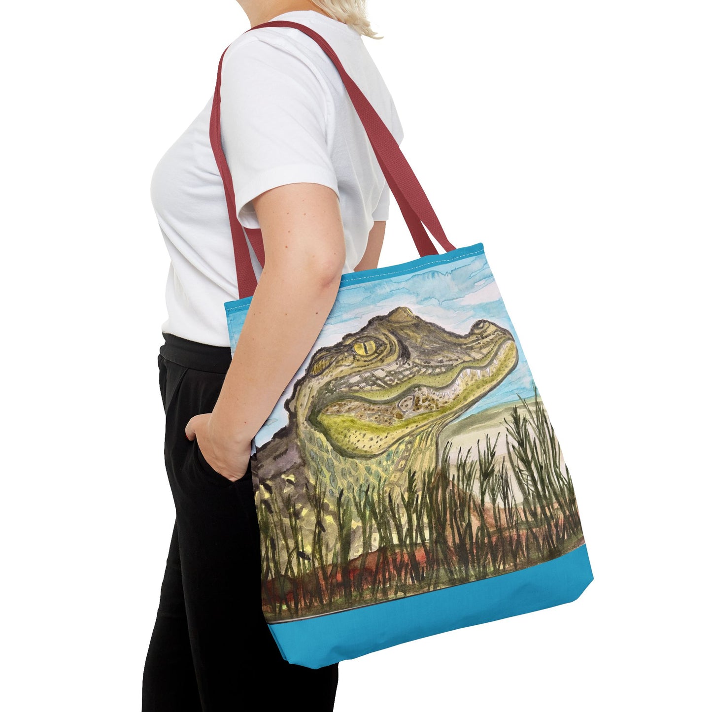 Texas Gator "Big Padre" Alligator Marsh Tote Bag — Wildlife Art Canvas Beach & Market Tote