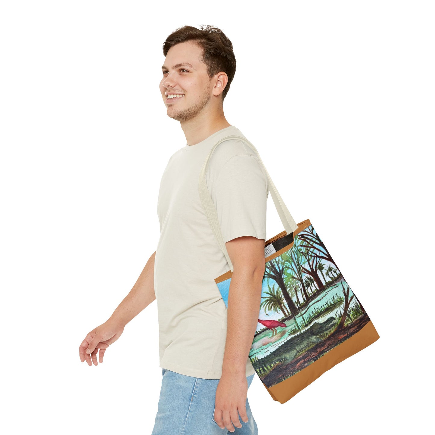 Texas Gator & Roseate Spoonbill Tote Bag — Bold All-Over Print