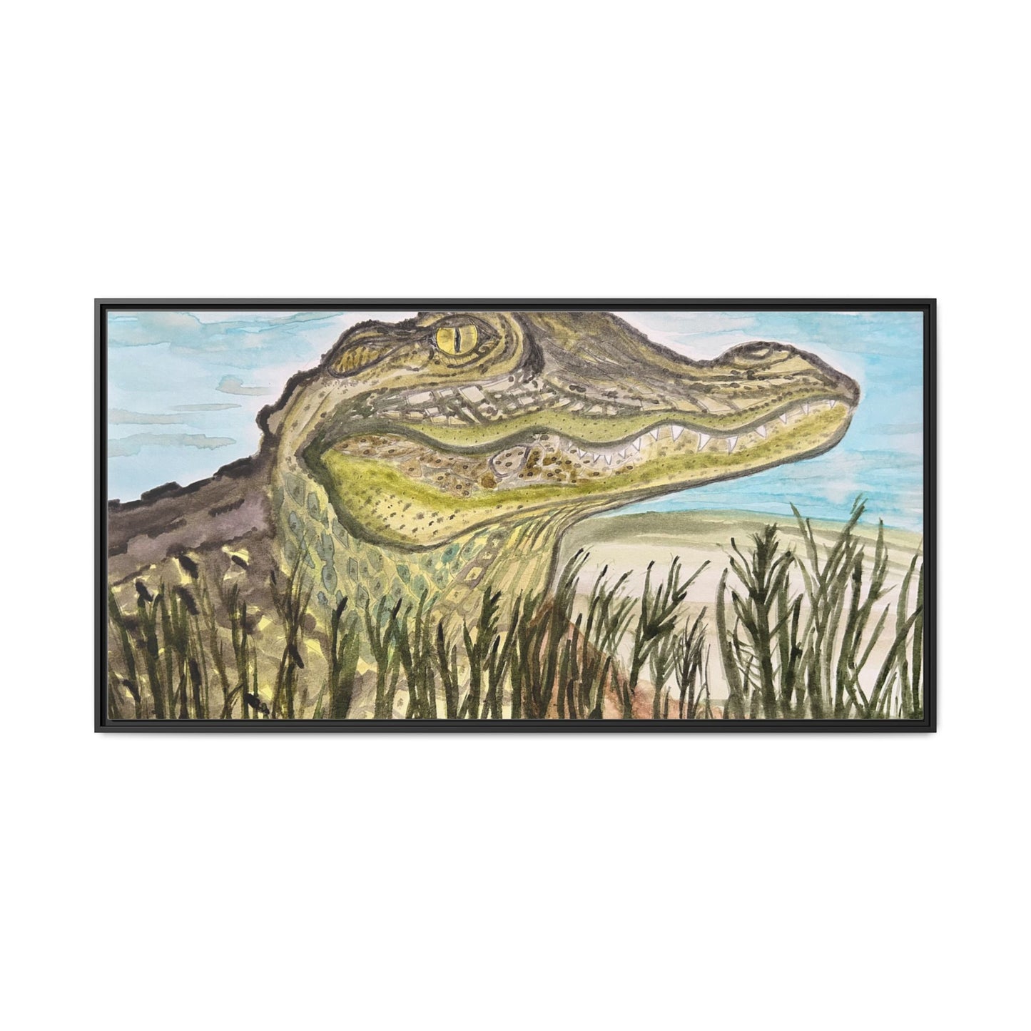 Texas Gator "Big Padre" Alligator Wall Art — Framed Matte Canvas Print