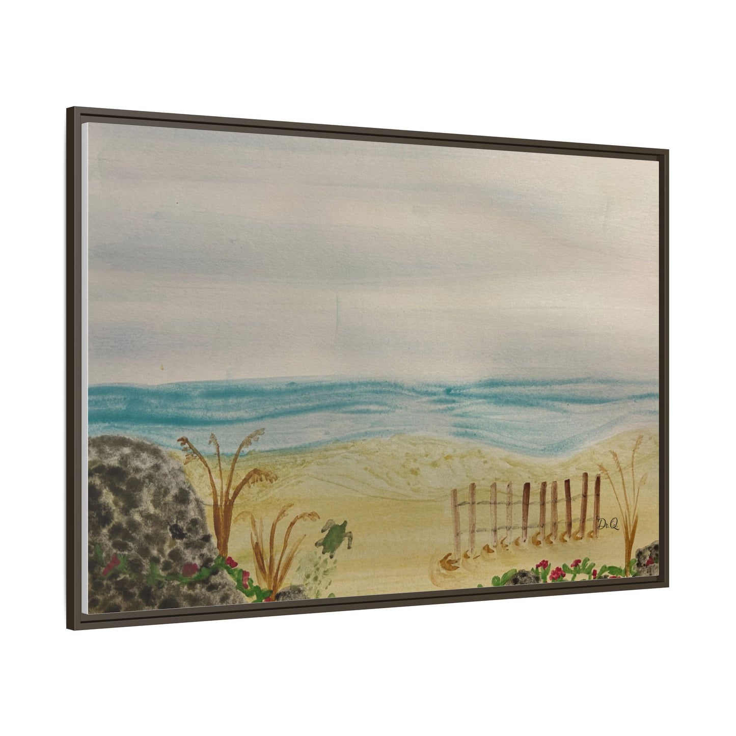 Coastal Beach Scene Matte Canvas Print (Framed)