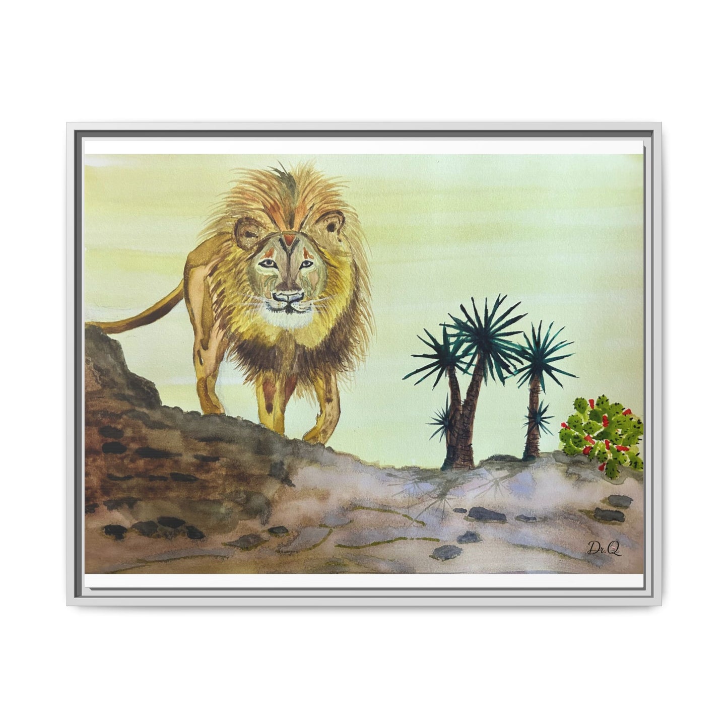 Lion Matte Canvas, Framed (Multi-color)