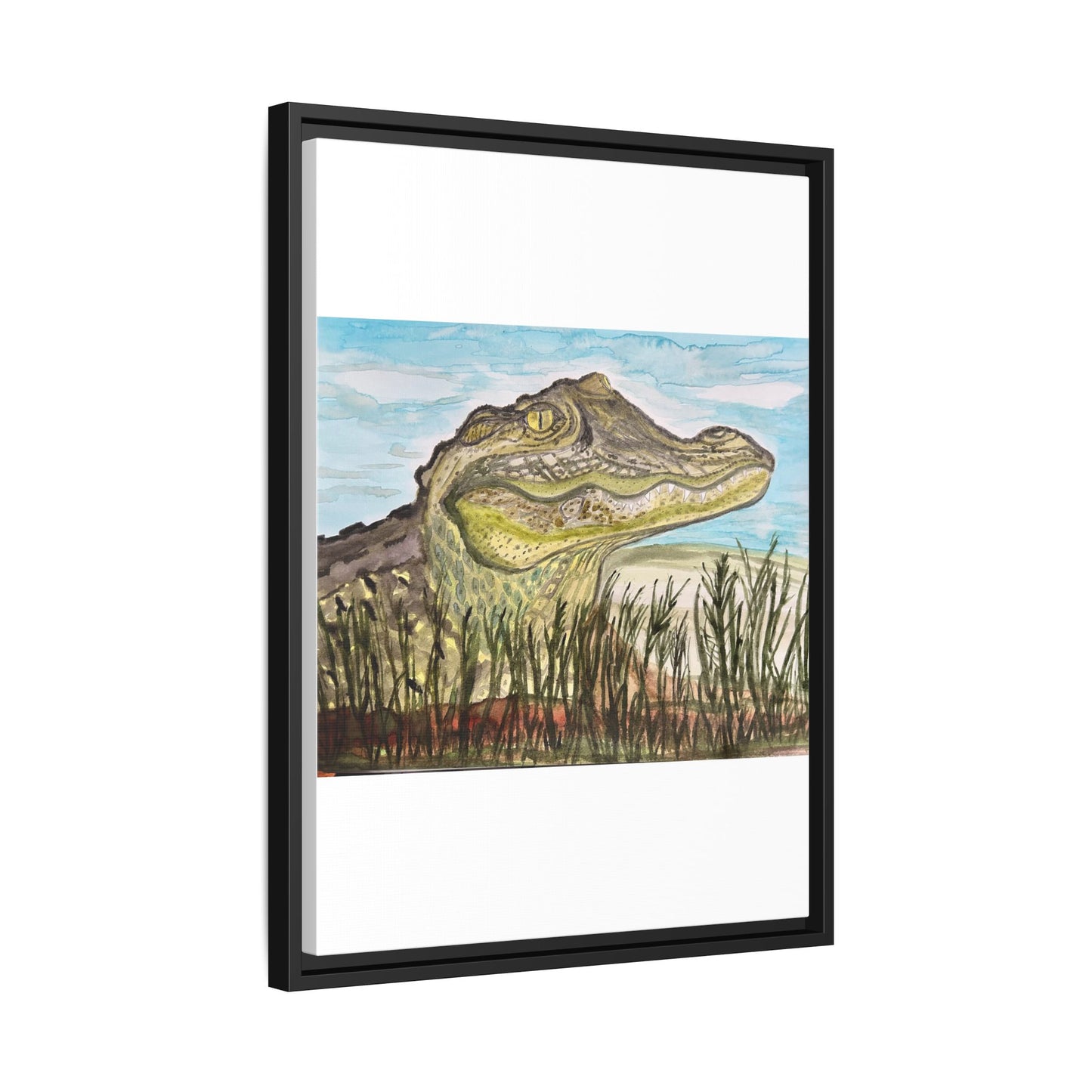 Texas Gator "Big Padre" Alligator Wall Art — Framed Matte Canvas Print