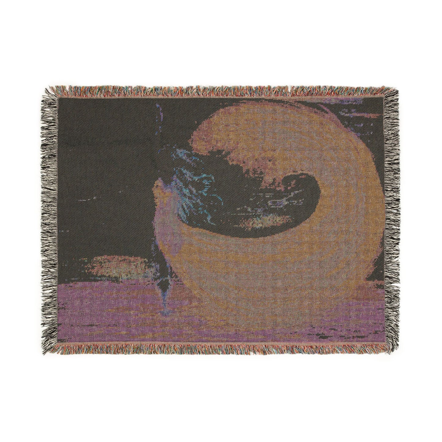 Rising from the Waves Girl Watercolor Print - Woven Blanket