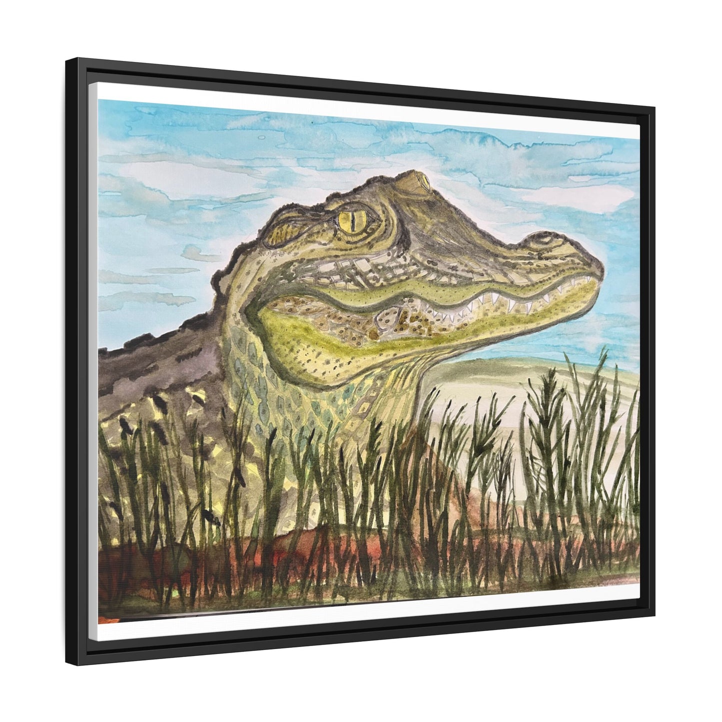 Texas Gator "Big Padre" Alligator Wall Art — Framed Matte Canvas Print