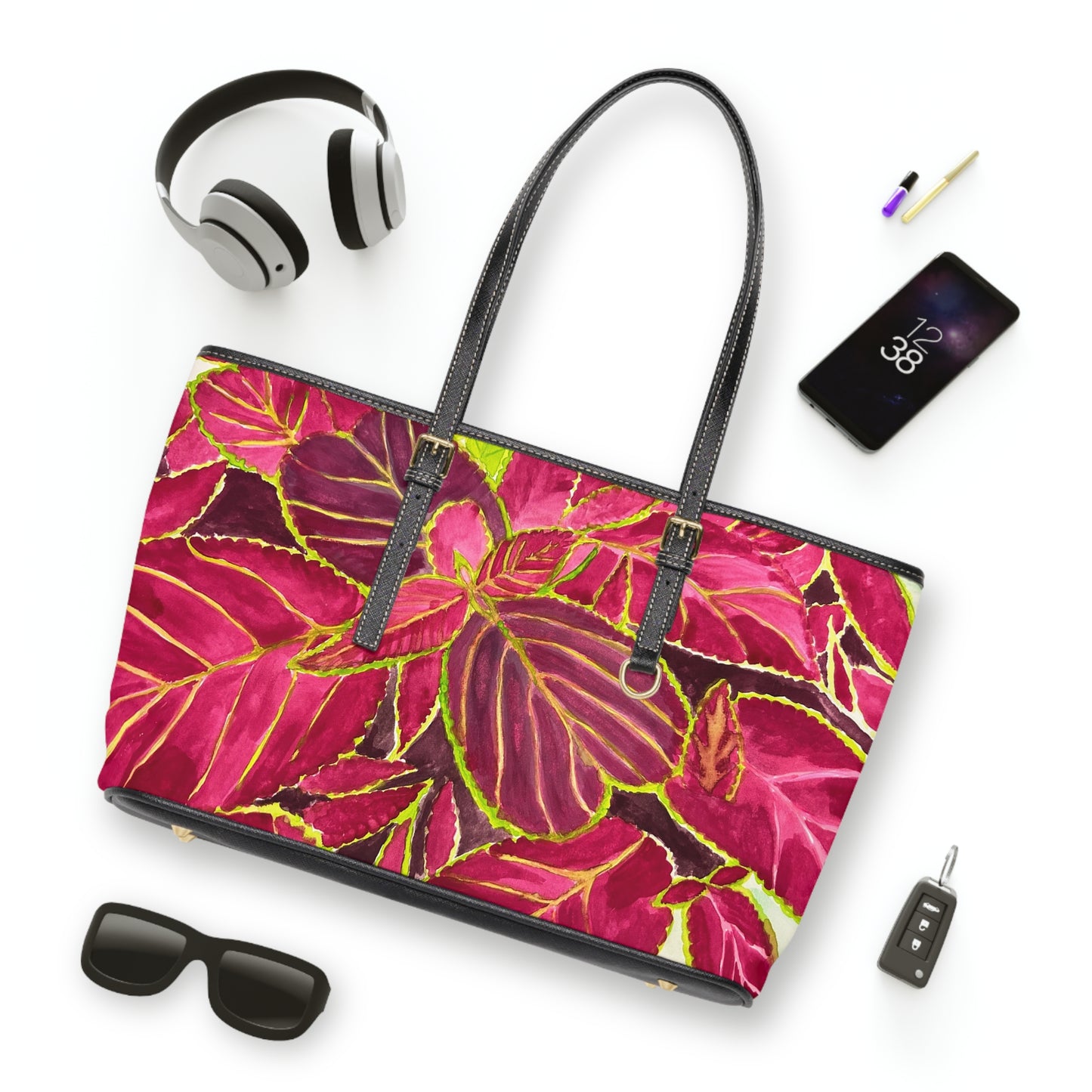 Beautiful Coleus PU Leather Shoulder Bag