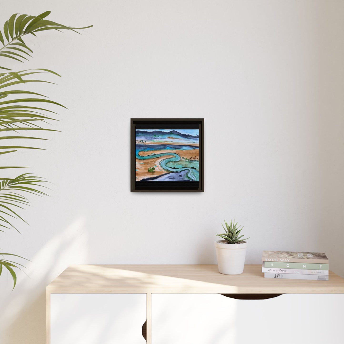 Winding River by Dr. Q - Framed Matte Canvas Watercolor Wall Art