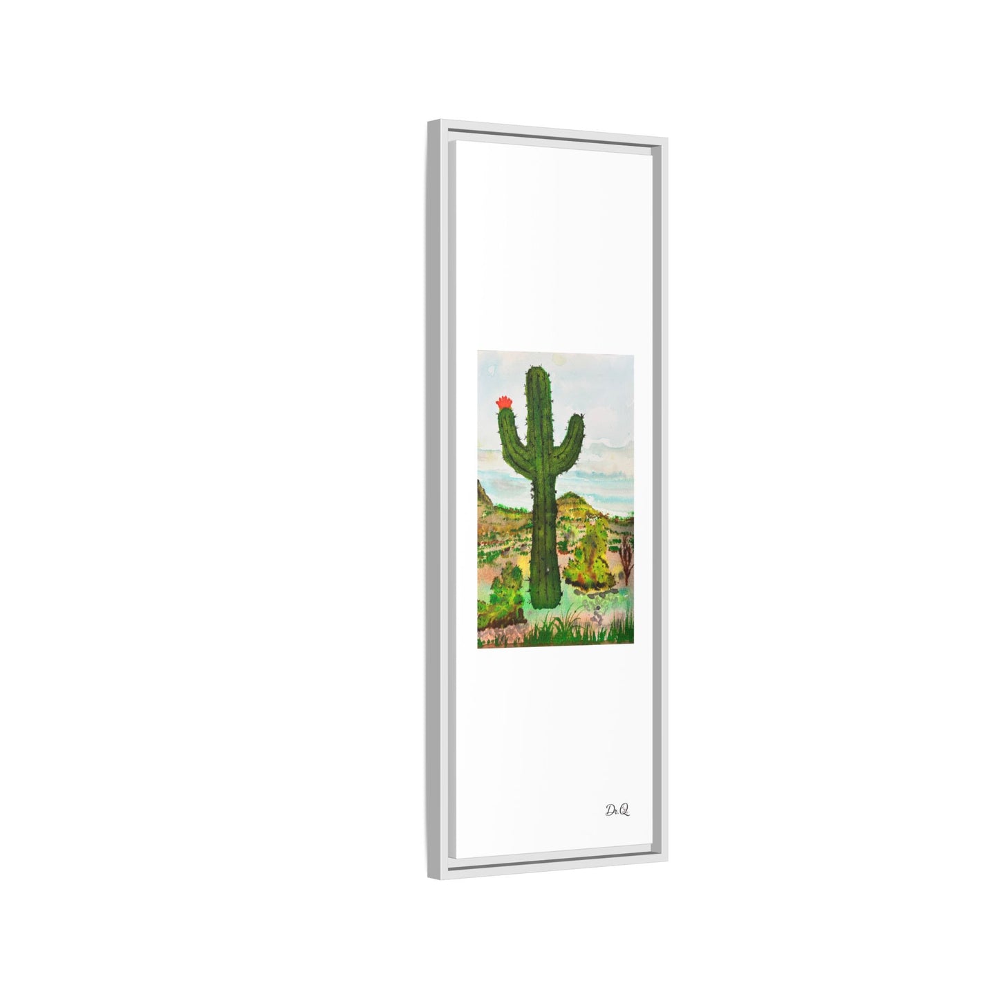 Framed Cactus Canvas Print — Desert Watercolor Wall Art