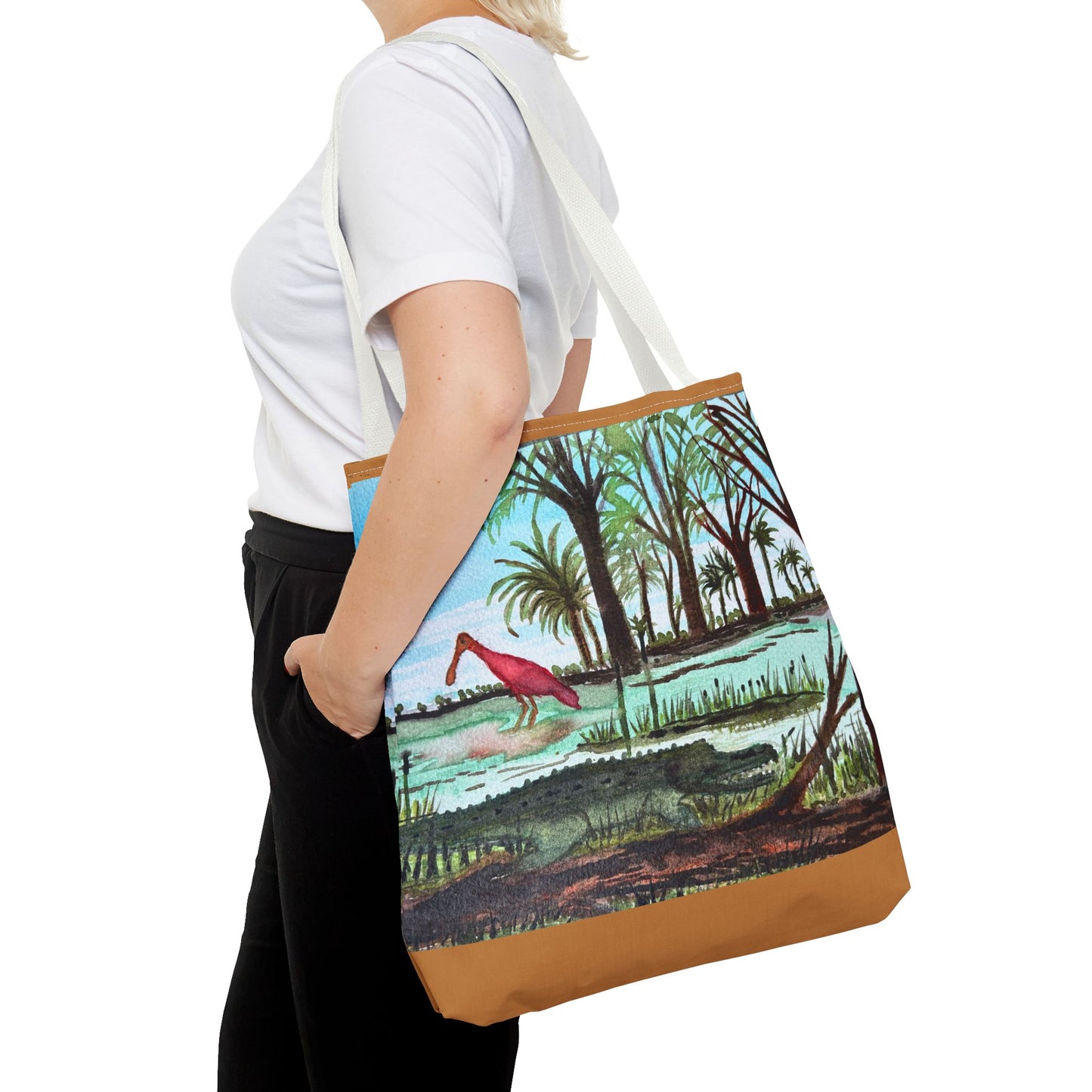 Texas Gator & Roseate Spoonbill Tote Bag — Bold All-Over Print