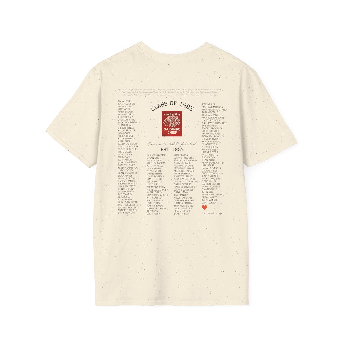 Saranac Chiefs Class of '85 Reunion Unisex T-Shirt - Nostalgic College Tee, Class of 1985 Spirit Wear, Forever a Chief Apparel, Vintage Fan Top