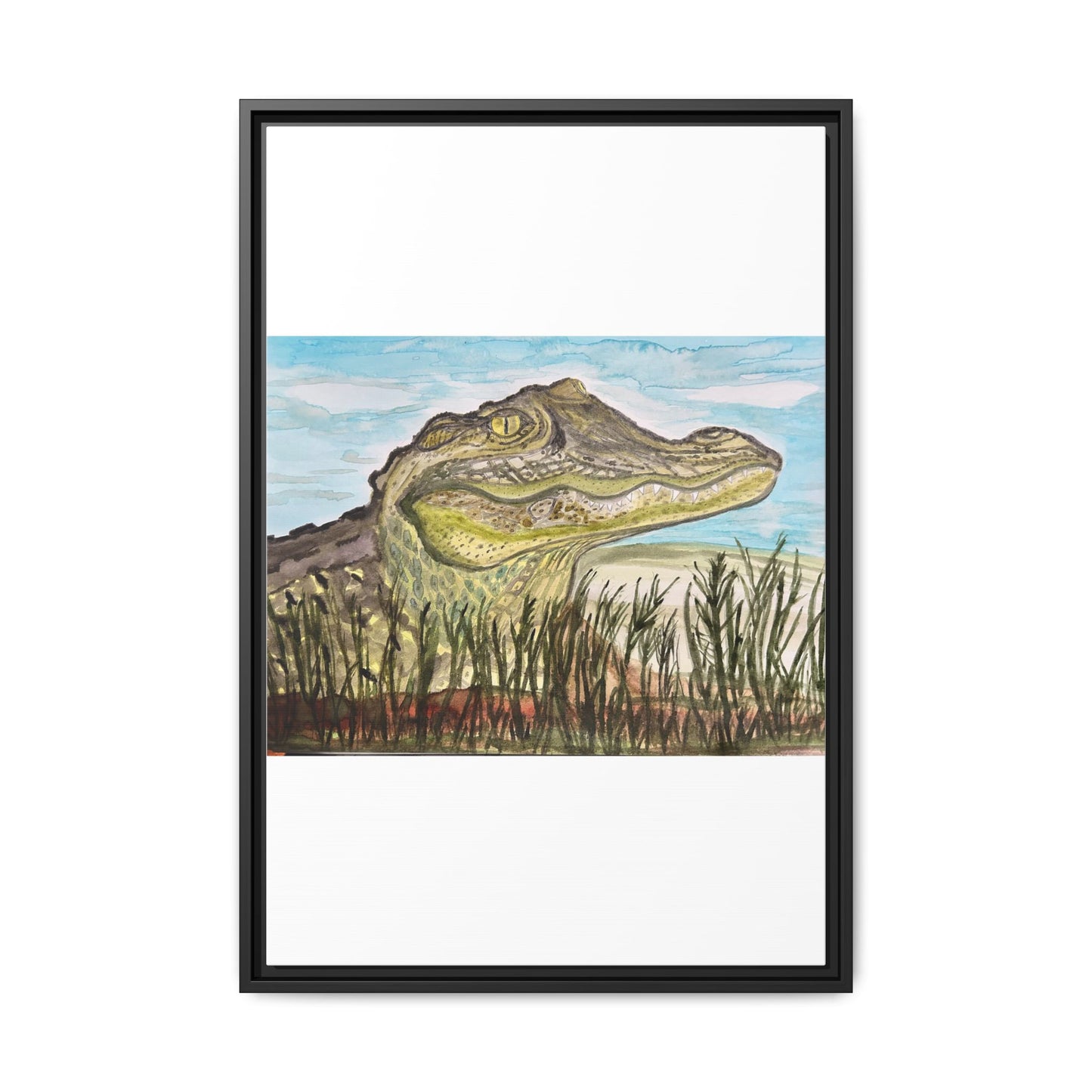 Texas Gator "Big Padre" Alligator Wall Art — Framed Matte Canvas Print
