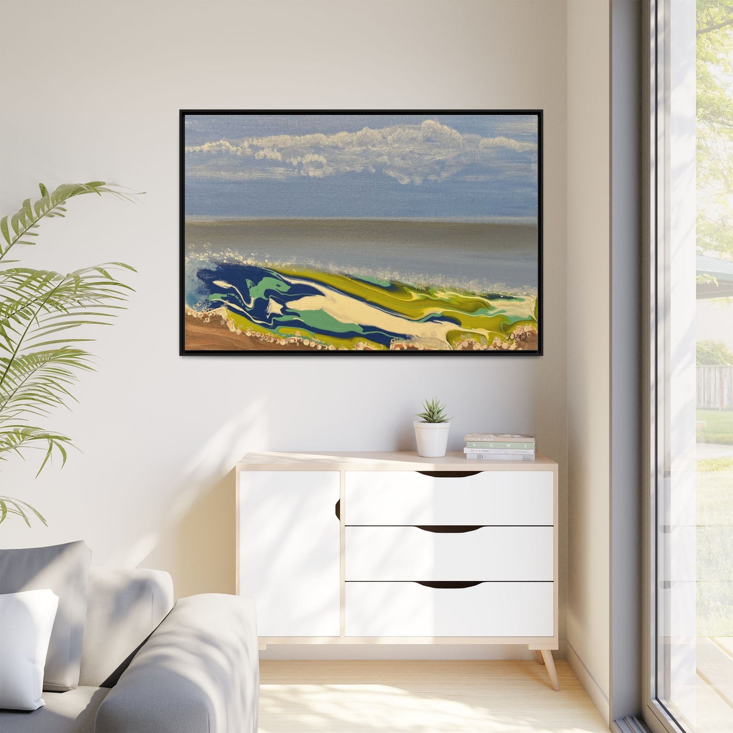 Sea Wash Matte Canvas, Framed (Multi-color)