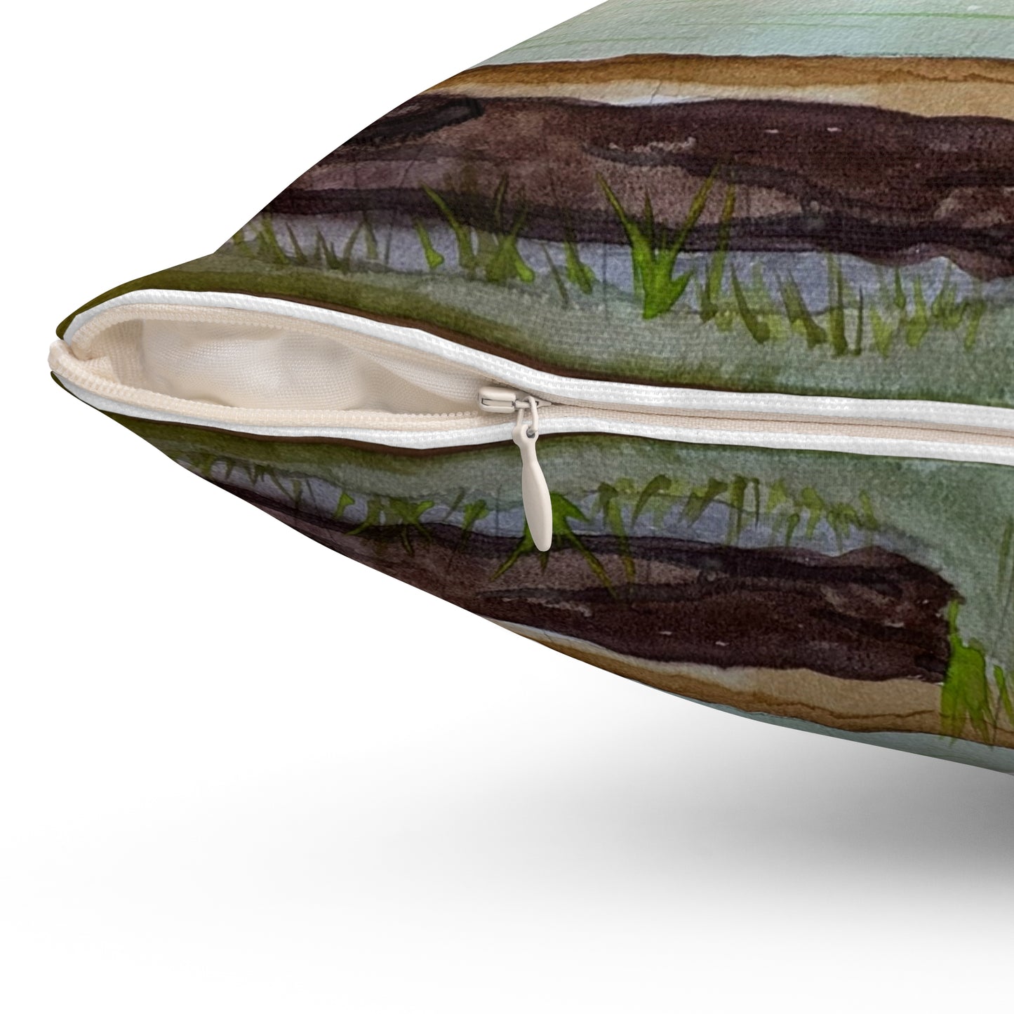 Green Heron Spun Polyester Square Pillow