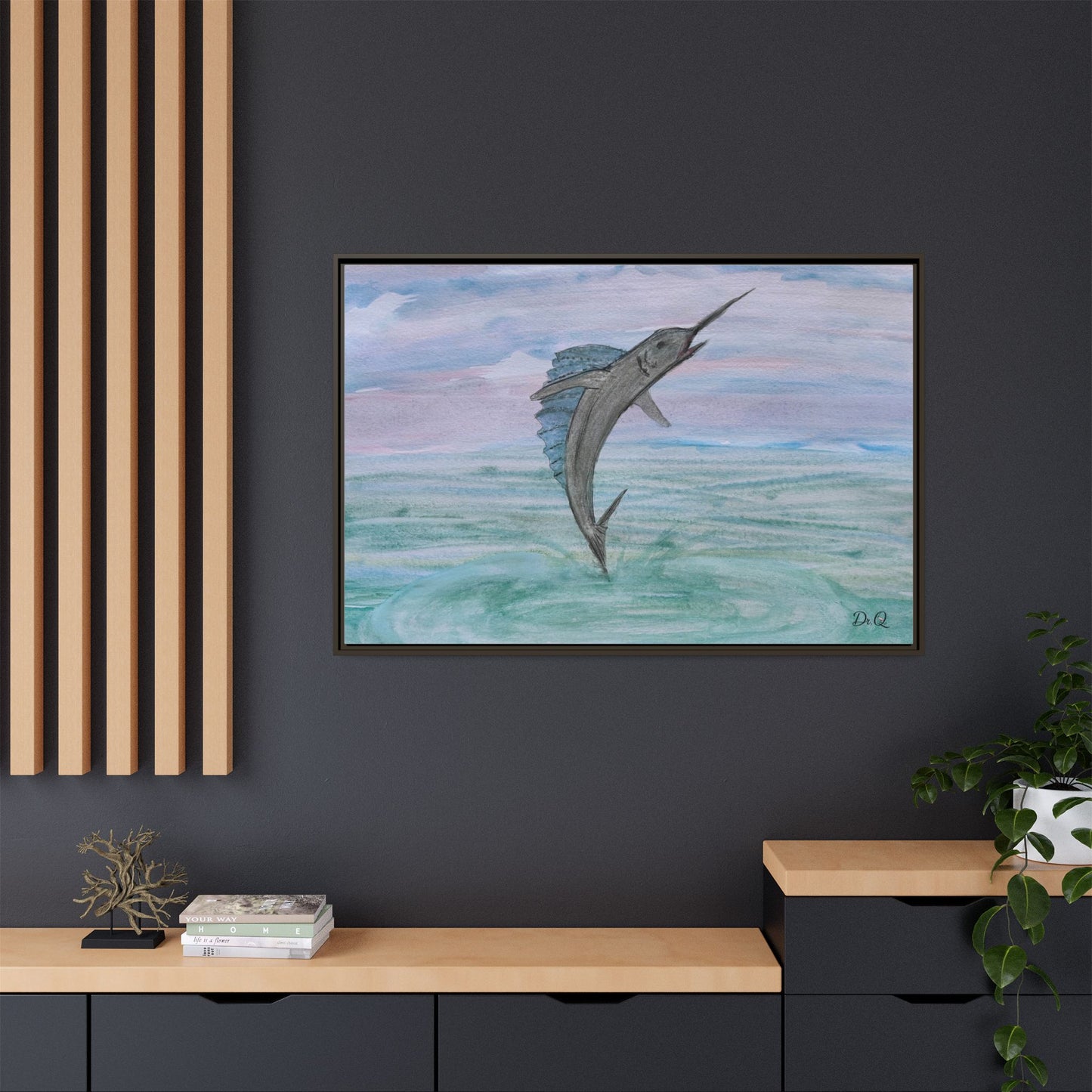 Leaping Marlin Seascape Wall Art
