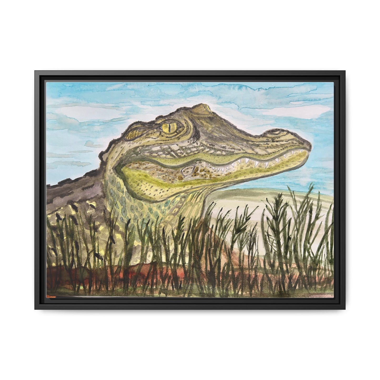 Texas Gator "Big Padre" Alligator Wall Art — Framed Matte Canvas Print