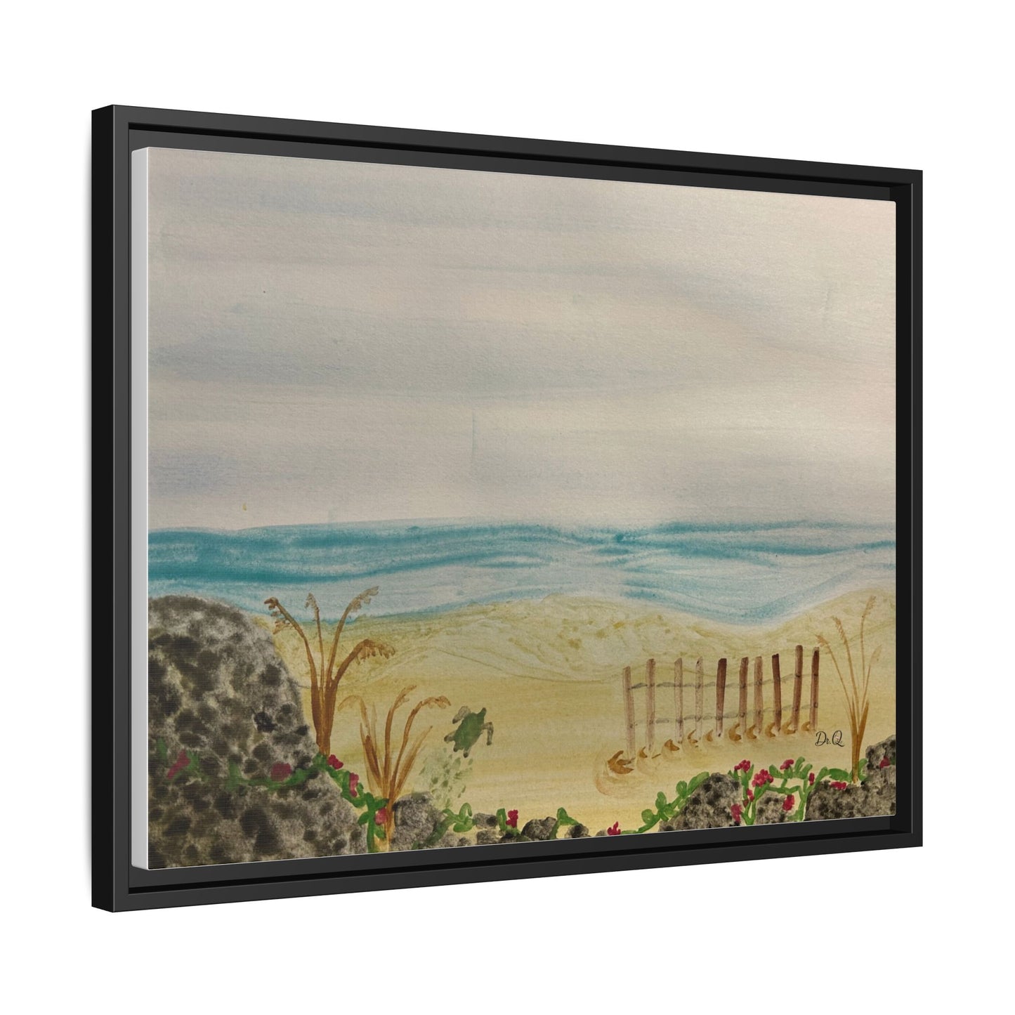 Coastal Beach Scene Matte Canvas Print (Framed)