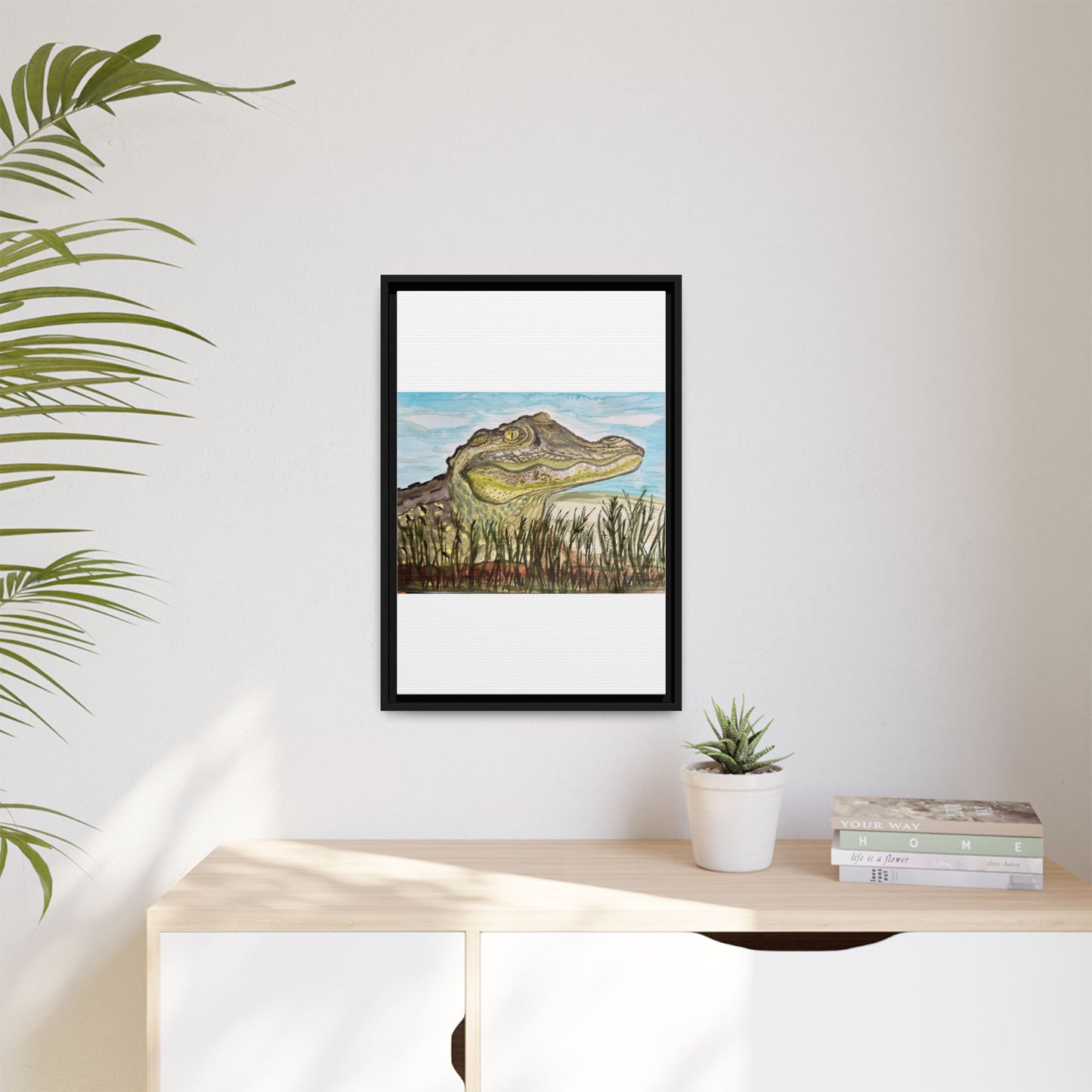 Texas Gator "Big Padre" Alligator Wall Art — Framed Matte Canvas Print