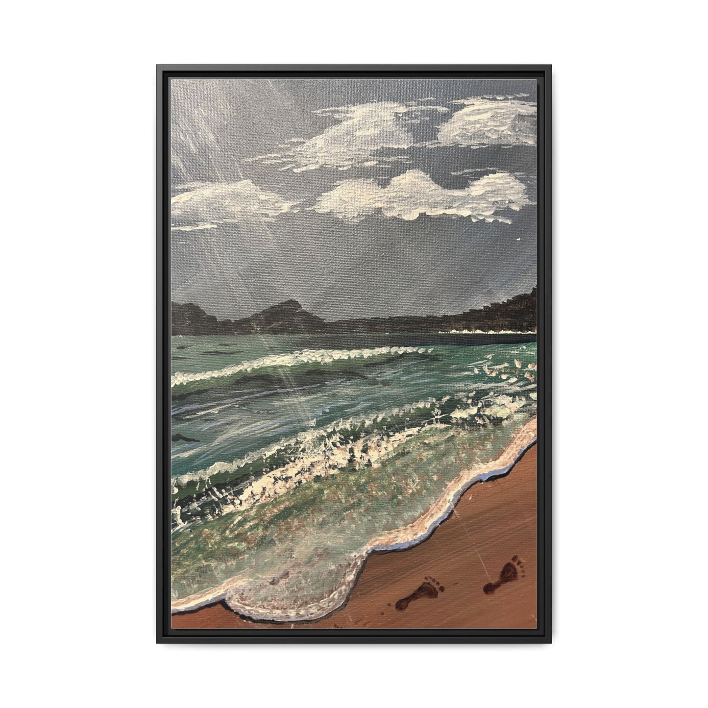 Walk on the Beach Matte Canvas, Black Frame