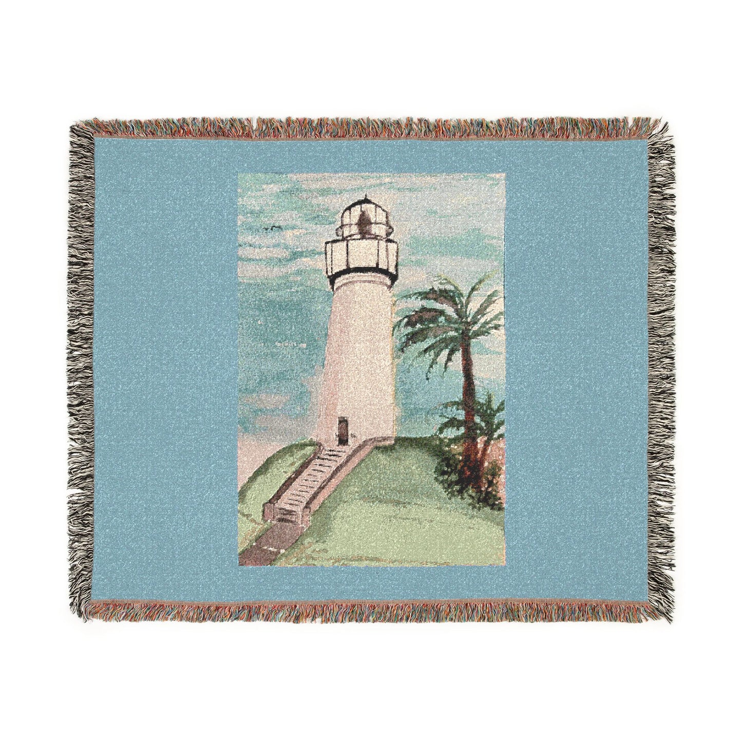 Port Isabel Lighthouse Woven Blanket — "Keep the Lights On" Coastal Throw